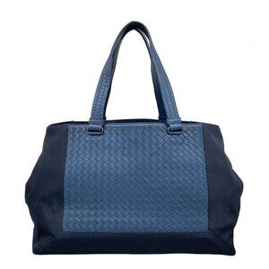 BOTTEGA VENETA Intrecciato - Dark Navy Navy Nylon Leather B********* Tote Bag